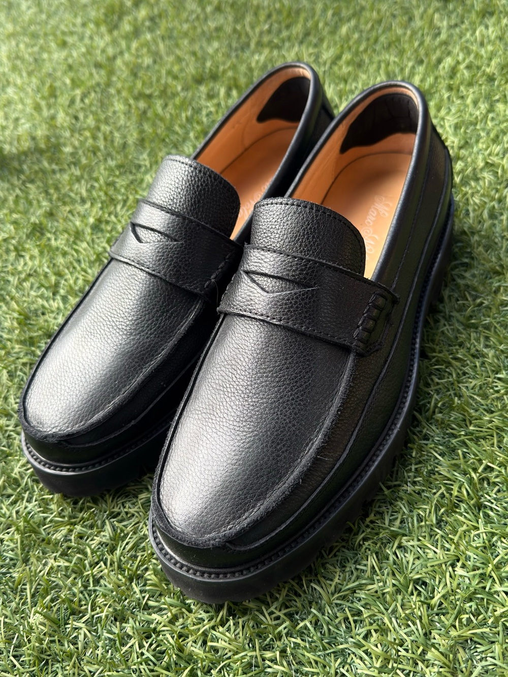 WORN ONCE - Men's Black Leather Penny Loafers
